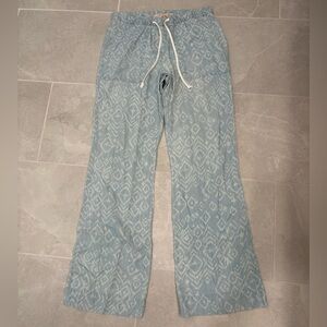 Bella Dahl Blue White Easy Pocket Wide Leg Pants Size Small